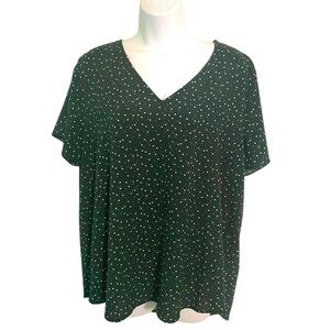 41Hawthorne stitchFix short sleeved dark green Polka Dot Top size XL